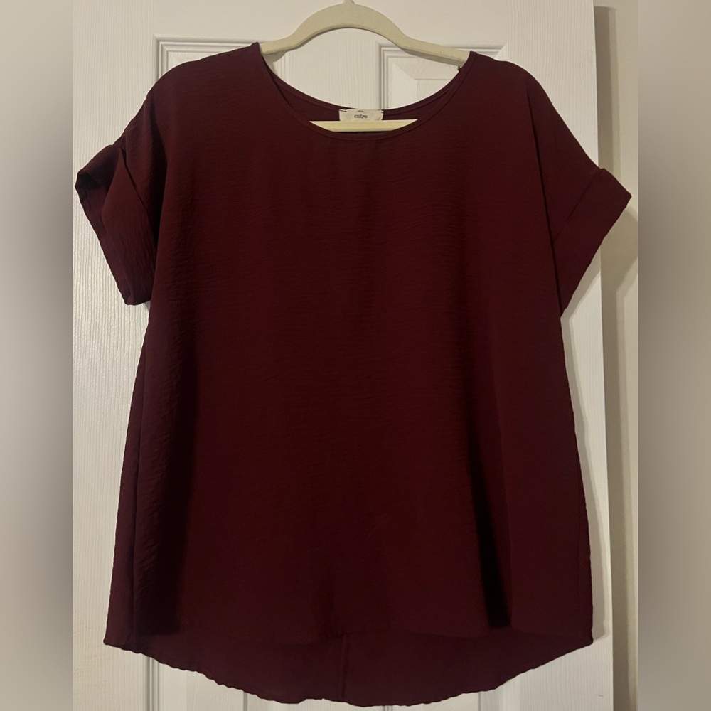 Entro Red Boxy Cuffed Sleeve T-Shirt